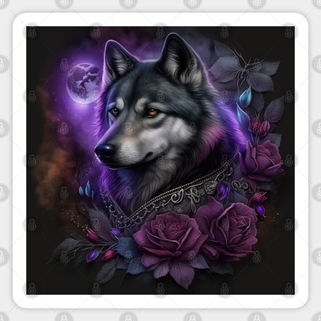 Dark Elegance Tamaskan Wolfdog Sticker by Enchanted Reverie